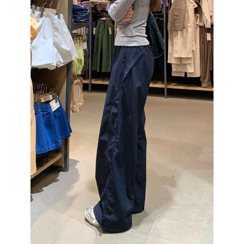 Women's Work Pnts In Americn Retro Style Verstile Wide-leg Pnts New Summer Designer Pnts Model High-wisted Drpey Loose-fitting Slimming Csul Sports Pnts