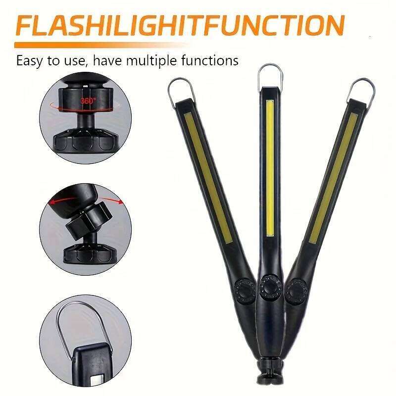 COB Work Lights With Magnetic Rechargeable LED Flashlight Portable Stepless Dimming Emergency Car Repair Lamps S260302