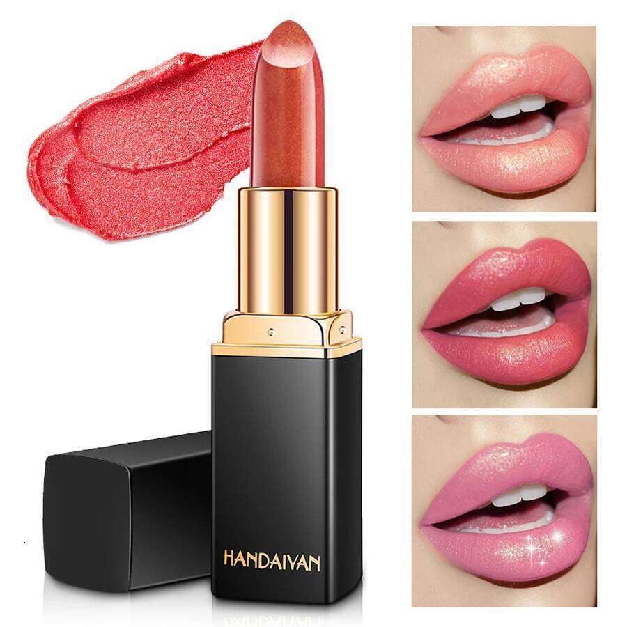 HANDAIYAN Shine Glitter Warm Change Lipstick Makeup Diamond Balm Cream Lightweight Lipbalm Cosmetics Nude Lip Stick Pen H260302