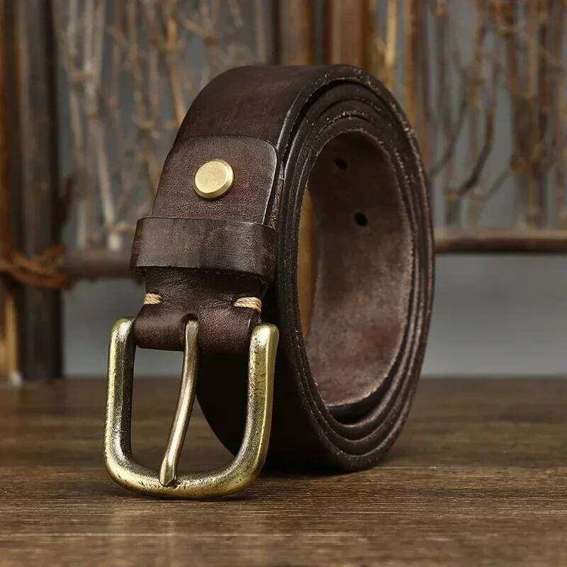 3.3CM Genuine Leather Belt Men Luxury Strap Male Fashion Pure Cowhide Copper Wild Classic Retro Pin Buckle High Quality S260228