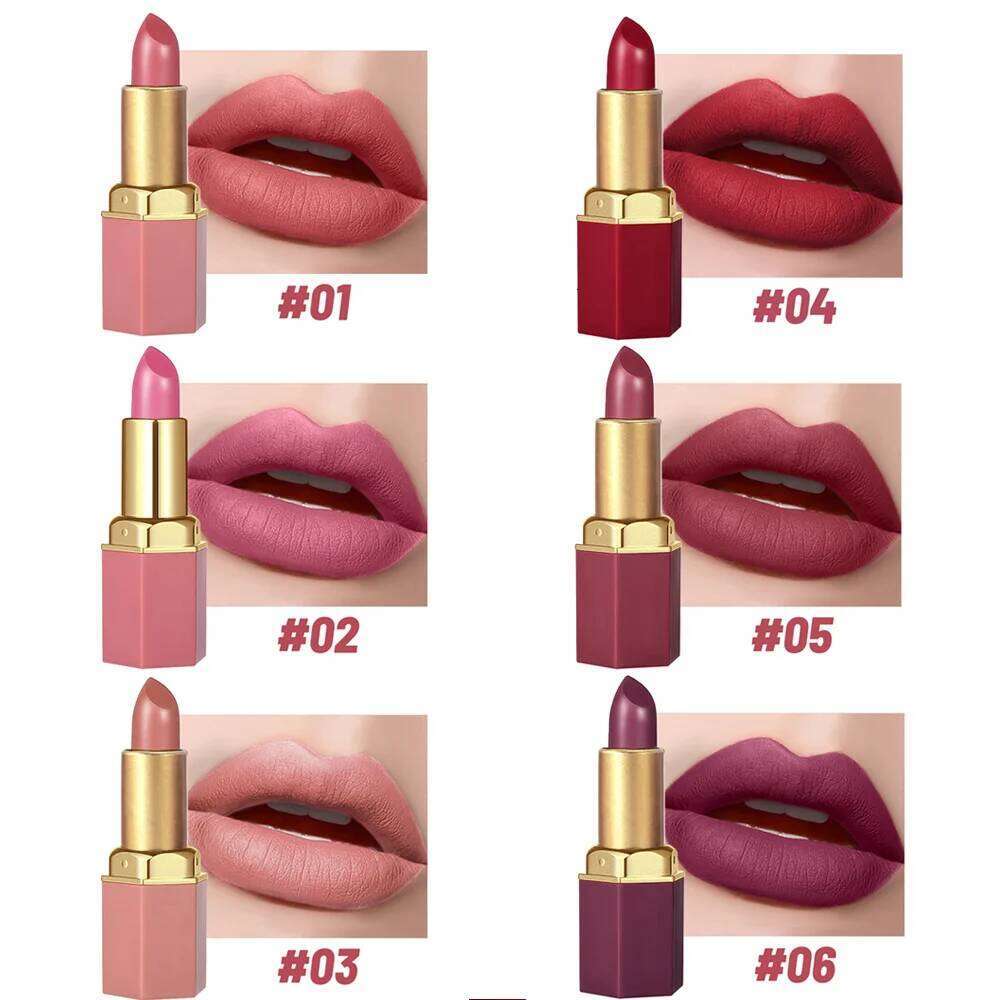 6-Color Matte Lipstick Set Easy To Apply Long-Lasting Smooth Moisturizing Waterproof Lip Makeup H260302