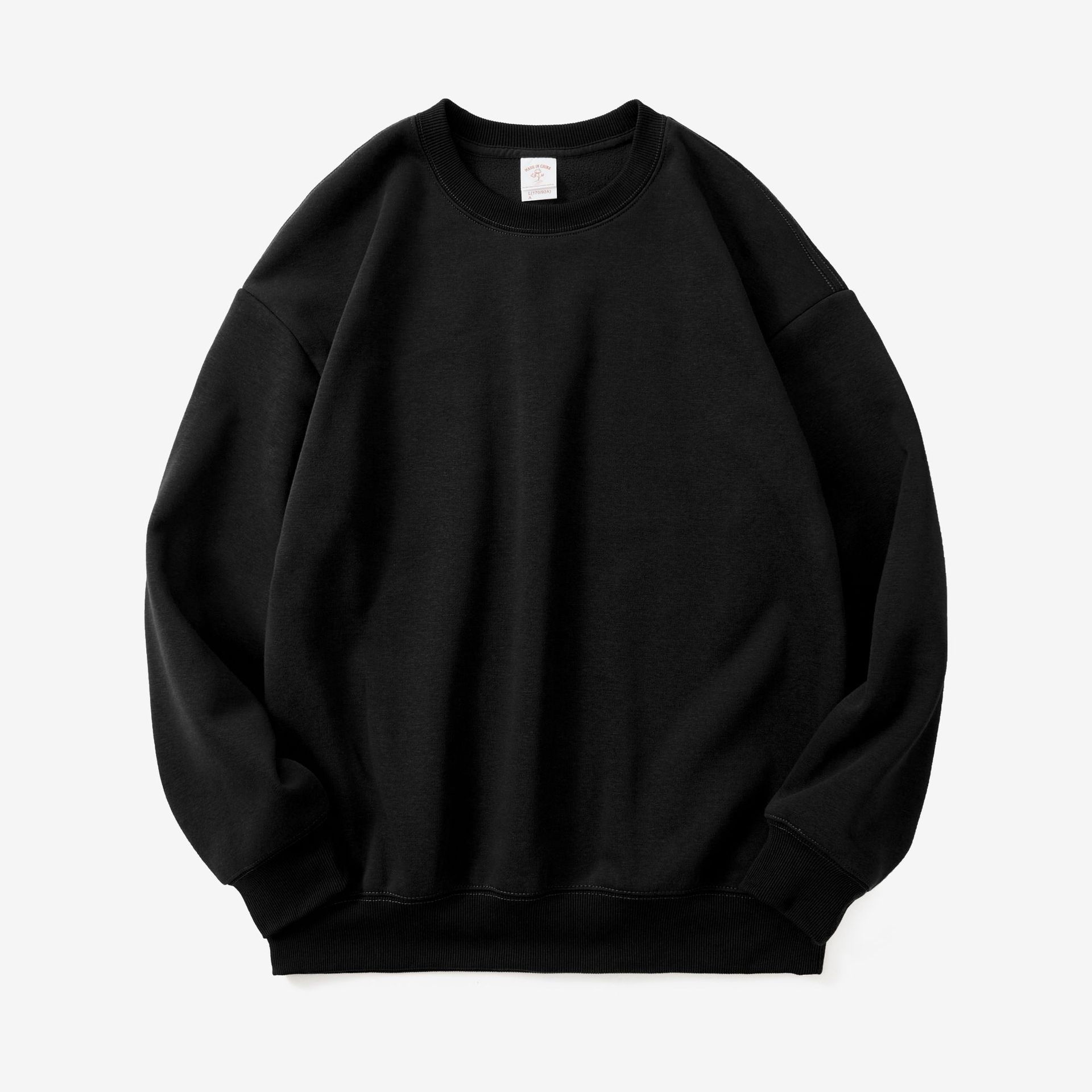 2026 New High-Quality 350g Polar Fleece Lined Crewneck Sweatshirt, Fluffy Fleece Loose Solid Color Unisex Couple Hoodie