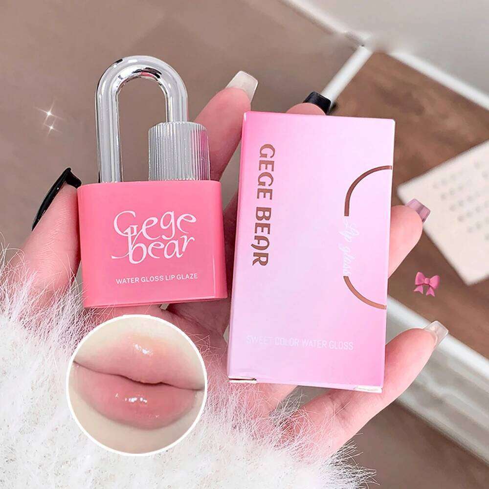 Gege Bear Lock Heart Sweet Color Moisturizing Water Gloss Mirror Lip Glaze Creative Design H260302