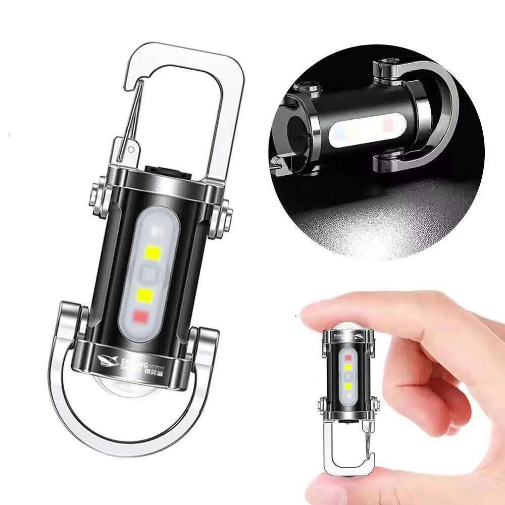 Powerful COB LED Keychain USB Rechargeable Hanging Portable Flashlight Waterproof Keyring Camping Walking Pocket Lamp S260302