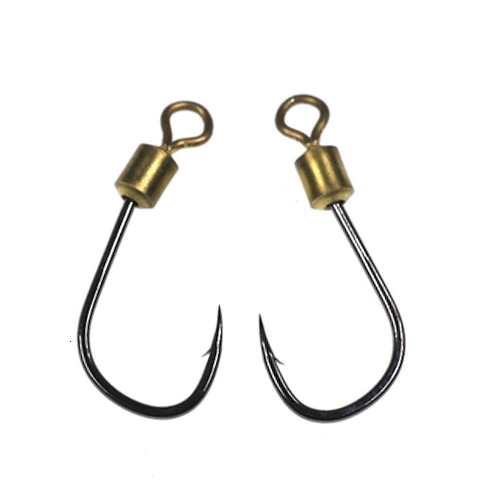10pcs High Carbon Steel 360 Rotating Swivel Hook for Freshwater Saltwater Fishing Metal Spoon Minnow Lure Worm Hooks #4-#16 Z260228