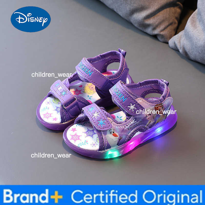 Disney 2026 Summer Boys Girls aPrincess Led Light Up Luminous Sports Sandals Summer Kids Sandals Non-slip Toddler Shoes H260303
