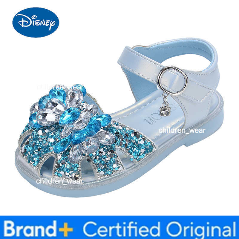 Disney Girls Sequins Crystal Princess Sandals Children Toes Capped Hollow Out Shoes Soft Bottom Kids Performance Shoes Size 23-34 H260303