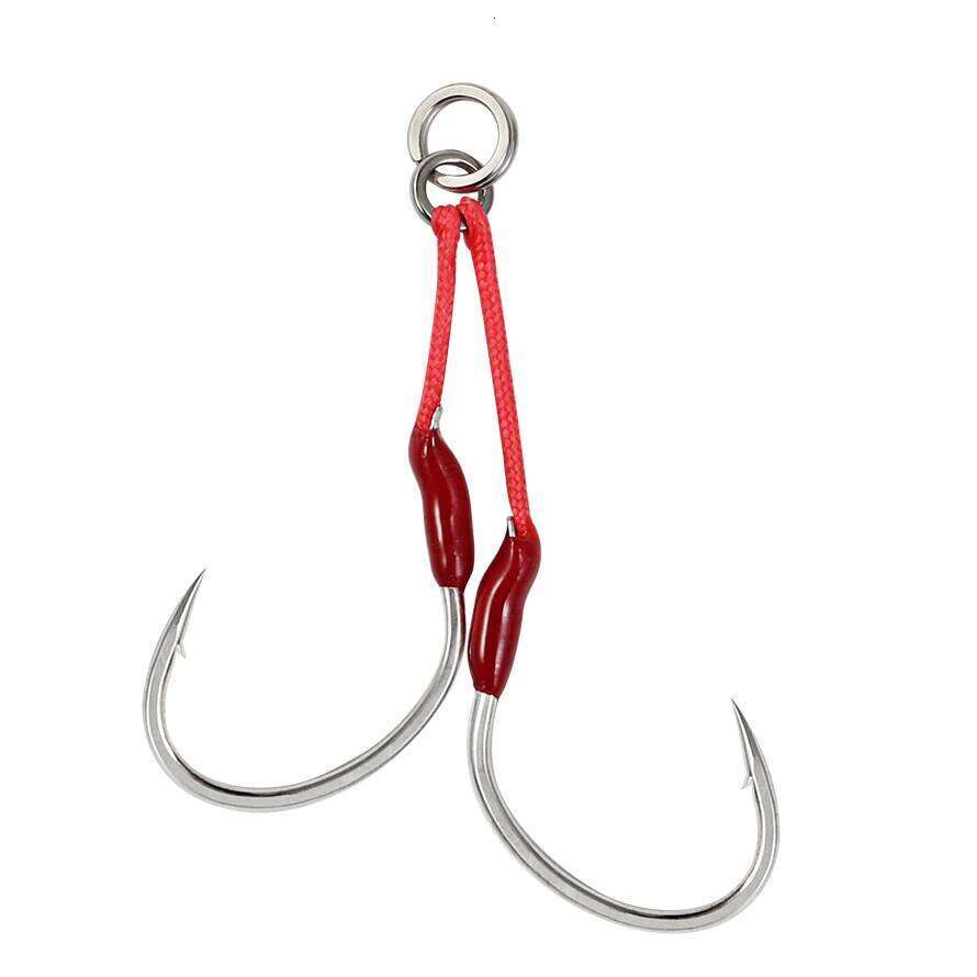 JIGGING PRO 2pairs Slow Jigging 1/0 2/0 3/0 4/0 Barbed Twin Assist Hooks High Carbon Steel Metal Jig Sea Fishing Hook Z260228