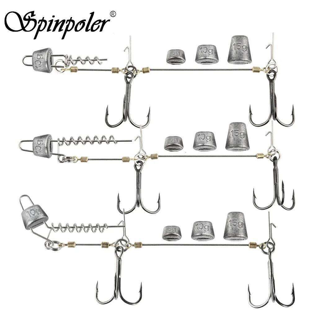 Spinpoler Multi-Depth Pike Stinger Rigs Fishing Hook #6 #1/0 #2/0 With Sinker Weight 5g 7g 10g 15g 20g Systerm Kit For Swimbait Z260228