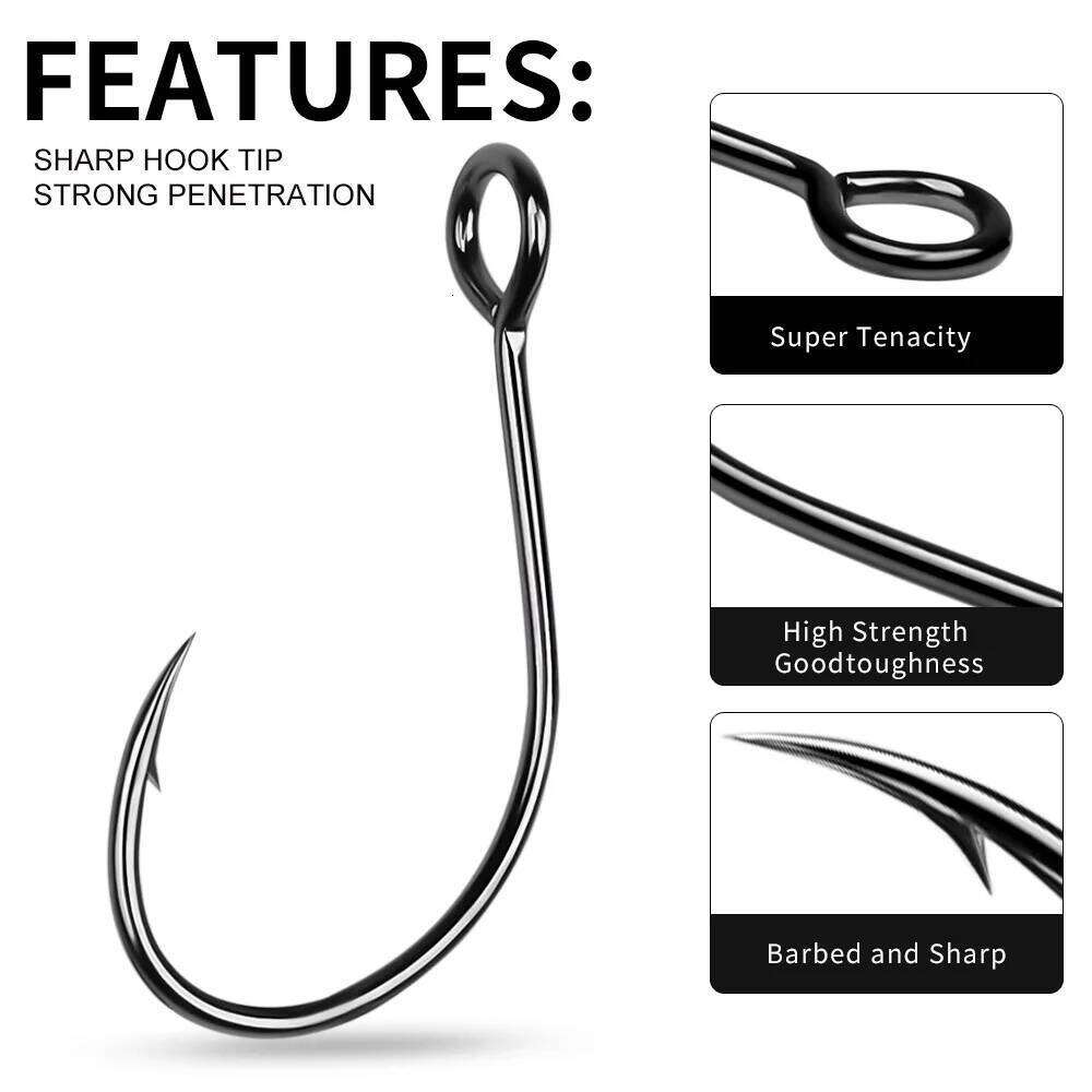 50 Pcs/Set Carbon Steel V Sharp Circle Hook Tackle Box Barbed Accessories Fishing Lure Slow Jigging Z260228