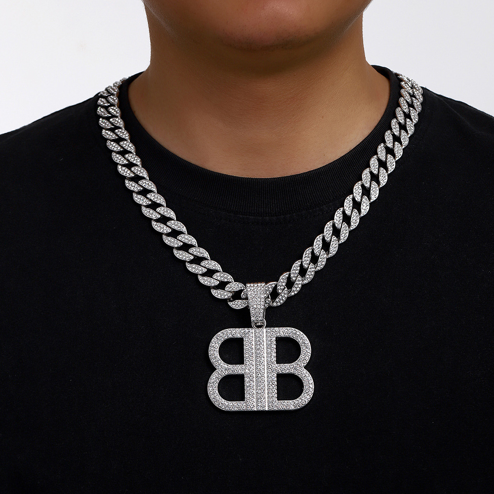 Classic Best-Selling Bajia B Letter Retro Necklace for Women High Version Alloy Full Diamond Material Direct from Manufacturer