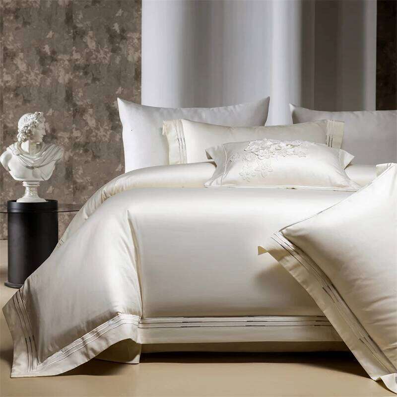 Solid Color Hotel Style Luxury Embroidery 1000TC Egyptian Cotton Bedding Set Duvet Cover Flat/Fitted Bed Sheet Pillowcases 4Pcs W260302