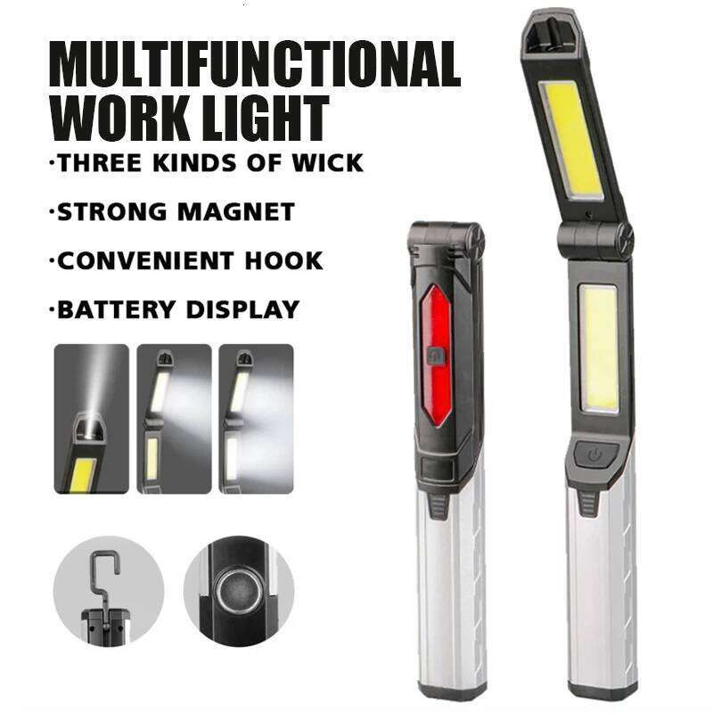 Multifunctional Portable LED 4 Light Modes Flashlight With Magnetic And Hook Outdoor Camping Emergency Work Lamp S260302