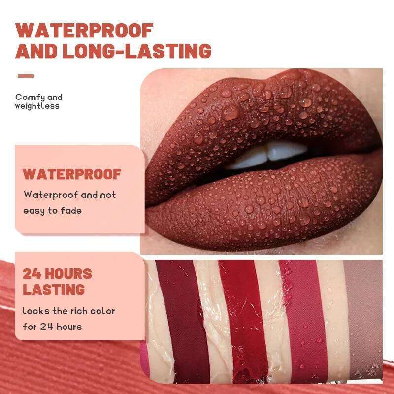 High Quality NEW 24 Hour Velvet Matte Lipstick Gloss Makeup 8 Color Nude Natural Stick LipGloss Waterpoof Lip Cosmetic H260302