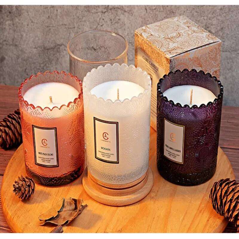 CupHome Use For Bedroom Aromatherapy To Aid Sleep Lace Glass Cup Soy Wax Gift Romatherapy Candle Long-lasting W260303