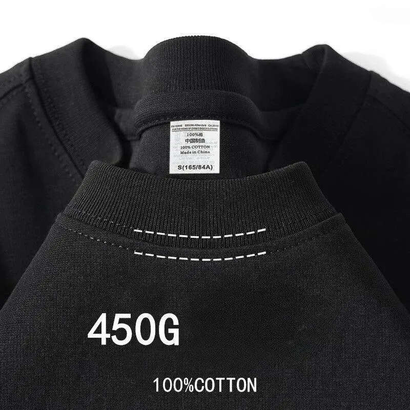 Black Tees Free Shipping Men's Cotton T-Shirts 450G High-Quality Solid Color Summer Tees Unisex Blank Shirts for Men Men's Clothing Outdoor 