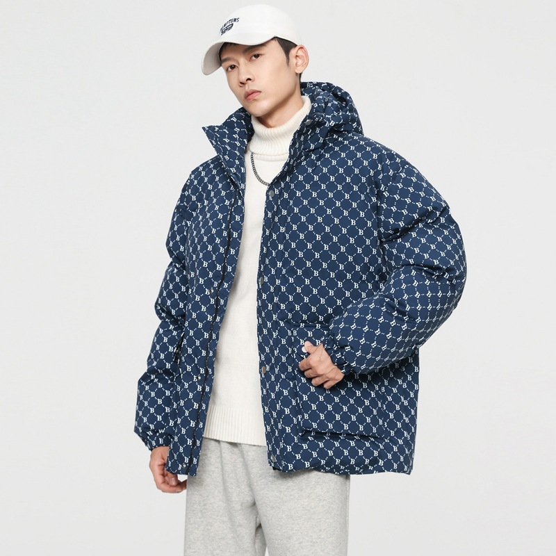 2026 Luxury Brand Designer Clothing 2025 Popular Couple's Cotton Jacket With Hood, Winter Trendy Coat, Thickened Cotton Coat With B-Print For Men - view 8