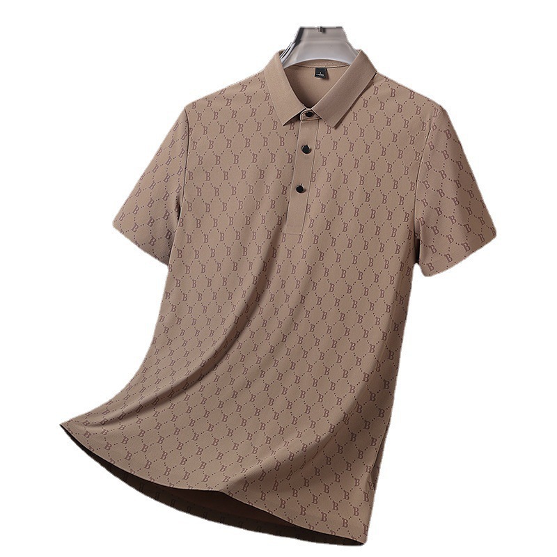 2026 Luxury Brand Designer Clothing Summer Ice Silk Polo , Short-Sleeved T- For Men, Turn-Down Collar T- For Young And Middle-Aged Men, Stretchy, Casu