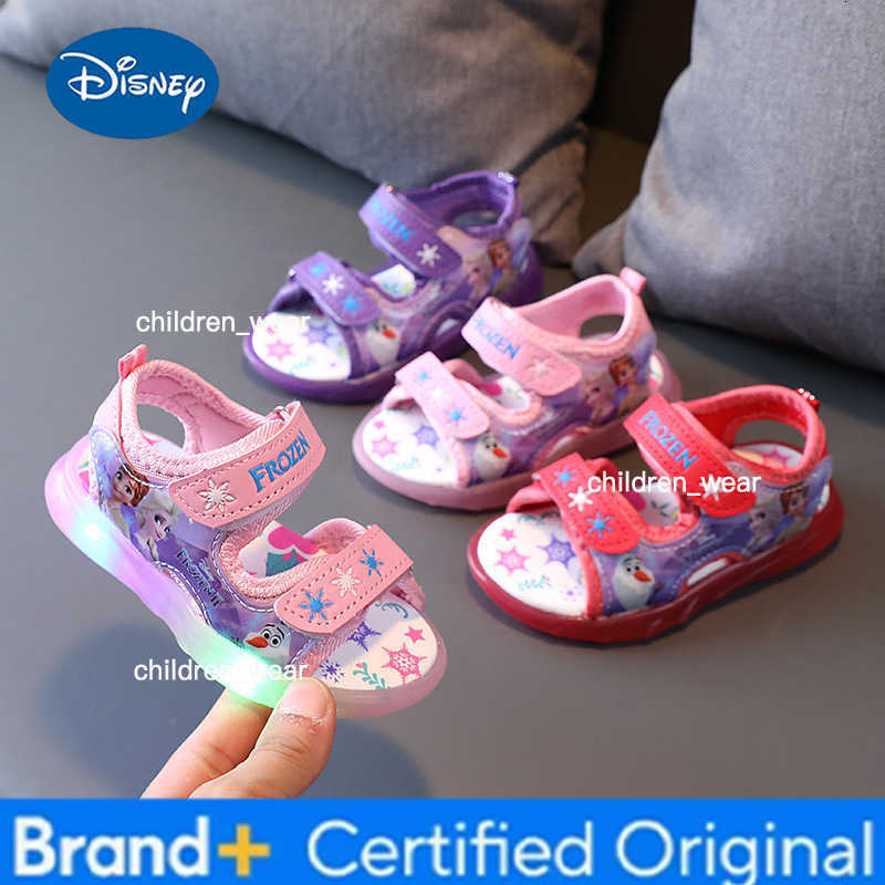 Disney 2026 Summer Boys Girls aPrincess Led Light Up Luminous Sports Sandals Summer Kids Sandals Non-slip Toddler Shoes H260303