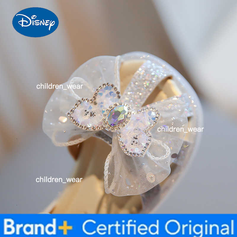 Disney Childrens Rhinestone Bowite Sandals Korean Girls Princess Performance Single Shoes Cute Kids Fashion Wedding Flat Shoes I10305 H260303