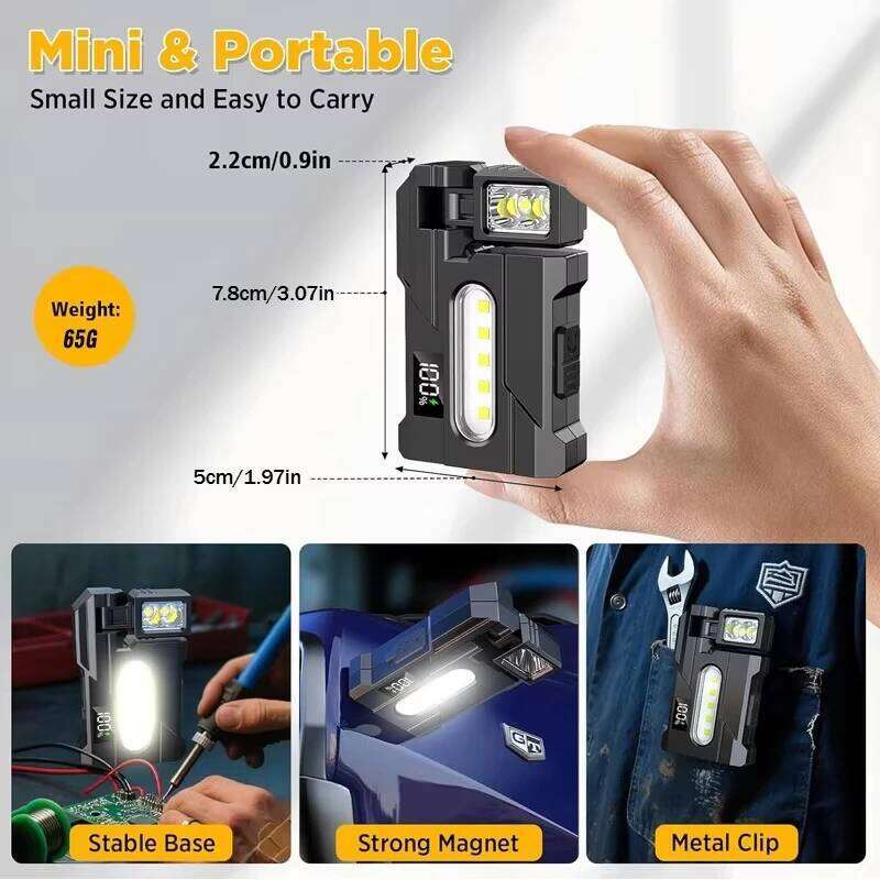 Portable Mini Flashlight Ajustable-angle USB Rechargeable Multifunctional Flashlights Outdoor Red and Blue Warning Work Lights S260302