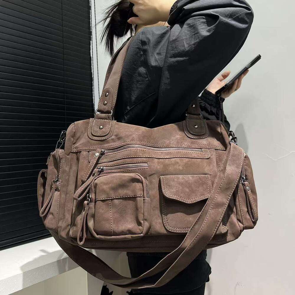 Luxury Shoulder Bags Totes Hobo Cross Border Exclusive New Women S Fashion Y K Style Retro Suede Large Capacity Tote Handbag SENYY