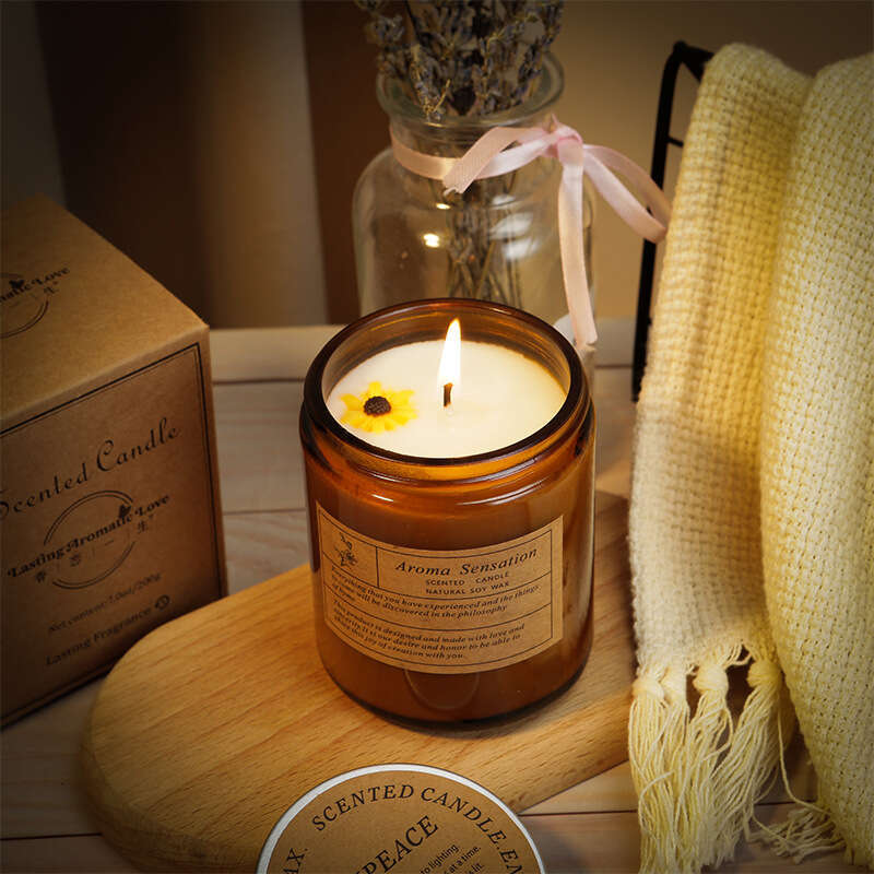 Brown Smokeless Romantic Home Aromatherapy Candle Handmade Soy Fragrance Holiday Gift Cup Wax Rose W260303