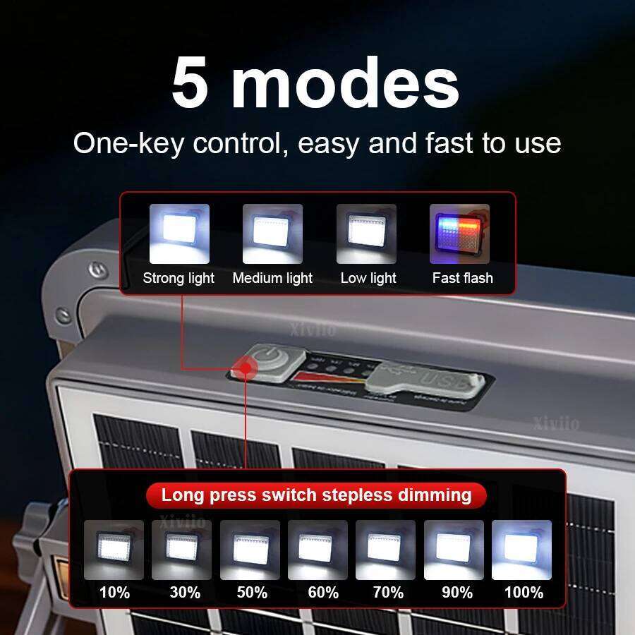 Portable Solar LED Tent Rechargeable Lantern Emergency Night Market Light Outdoor Camping Bulb Lamp Searchlight S260302