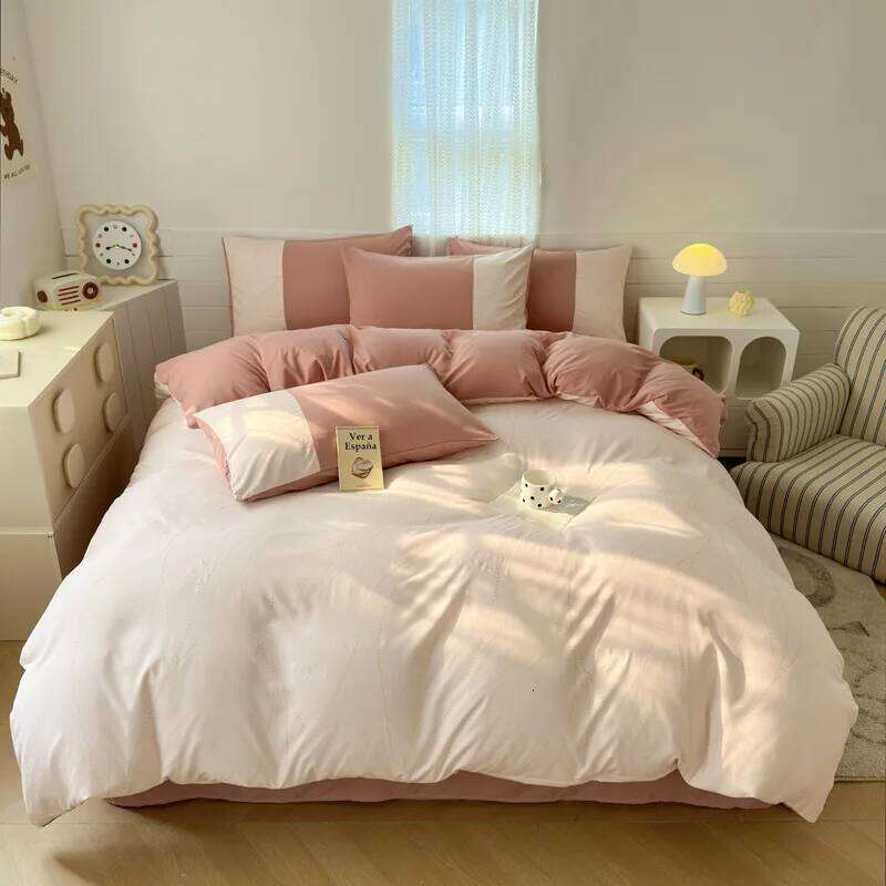 2025 new class A milk 6D three-dimensional printing four-piece set small fresh washed cotton bed sheet quilt cover W260302