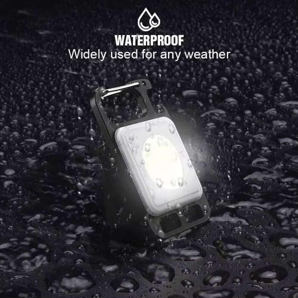 Rechargeable Flashlight COB Work Multi- Magnetic Portable Emergency Light Bottle Opener Keychain Outdoor Camping S260302