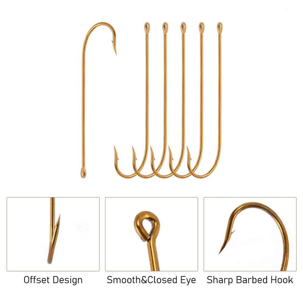 Long Shank Aberdeen Offset High Carbon Steel Fishing Hook Live Bait Freshwater Walleye Trout Bass Catfish Z260228