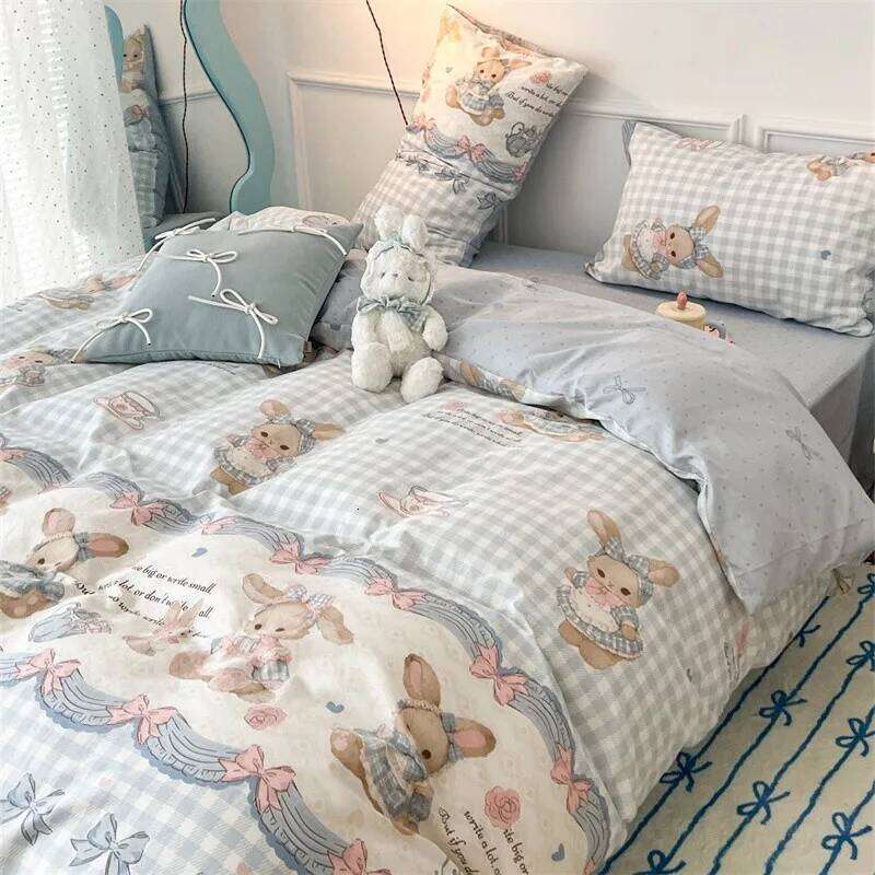 Four-piece set of pure cotton graffiti oil painting dog printing simple modern bed bedding household universal in all seasons W260302