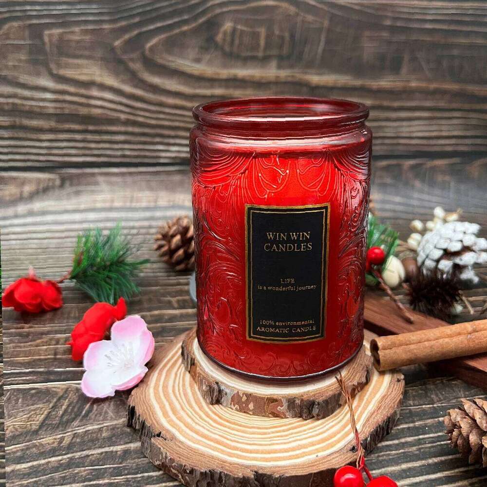 Floral Scented Lavender/Velvet Rose Embosse Jar Home Indoor Fragrance Candle Glass 40-90Hours W260303