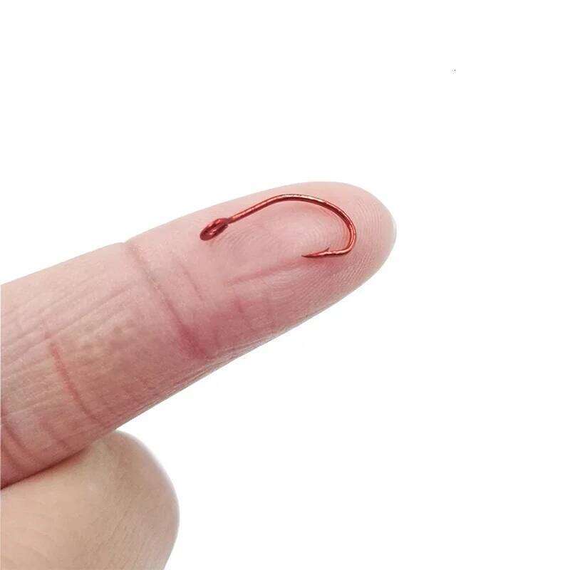 OUTKIT 20pcs High Carbon Steel Red Single 6# 8# 10# Carp Fishing Hook With Ring Fish Hooks For Lure Spoon Z260228