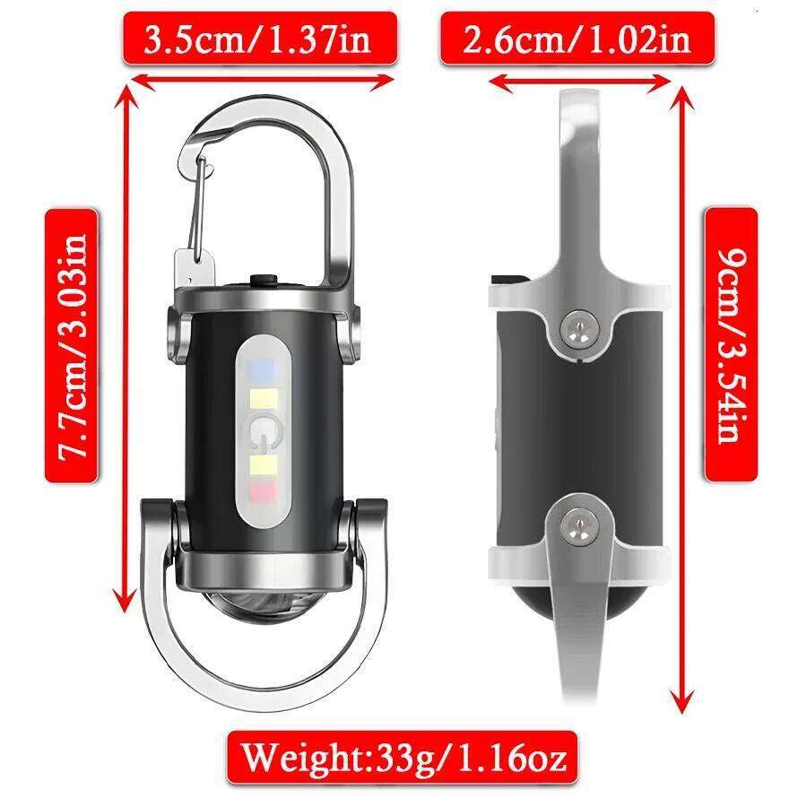 USB Rechargeable Keychain Flashlights, 800LM EDC COB Work Light Torch Ultra Bright Mini Portable Lantern for Searching Hiking S260302