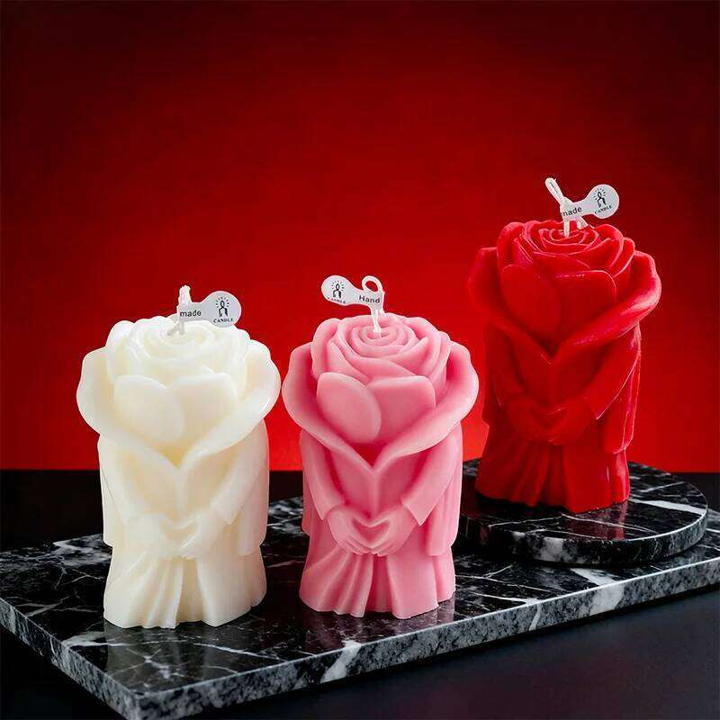 Rose Shaped Scented Candles for Valentine's Day, Creative Ornaments, Romantic Wedding Decoration, Gifts W260303