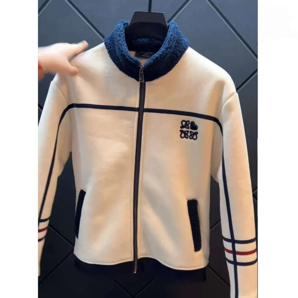 Original Clothing Stand Collar Men's Jackets Striped Casual Outerwear Coat for Autumn Winter Black and White Designer Tops Daily Outfit - view 5