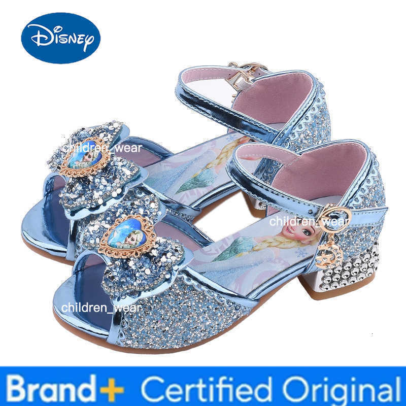 Disney Frozen 2 Elsa Princess Girls Crystal High-Heel Sandals Non-slip Soft Sole Cartoon Shoes Perfect for Party Catwalk H260303