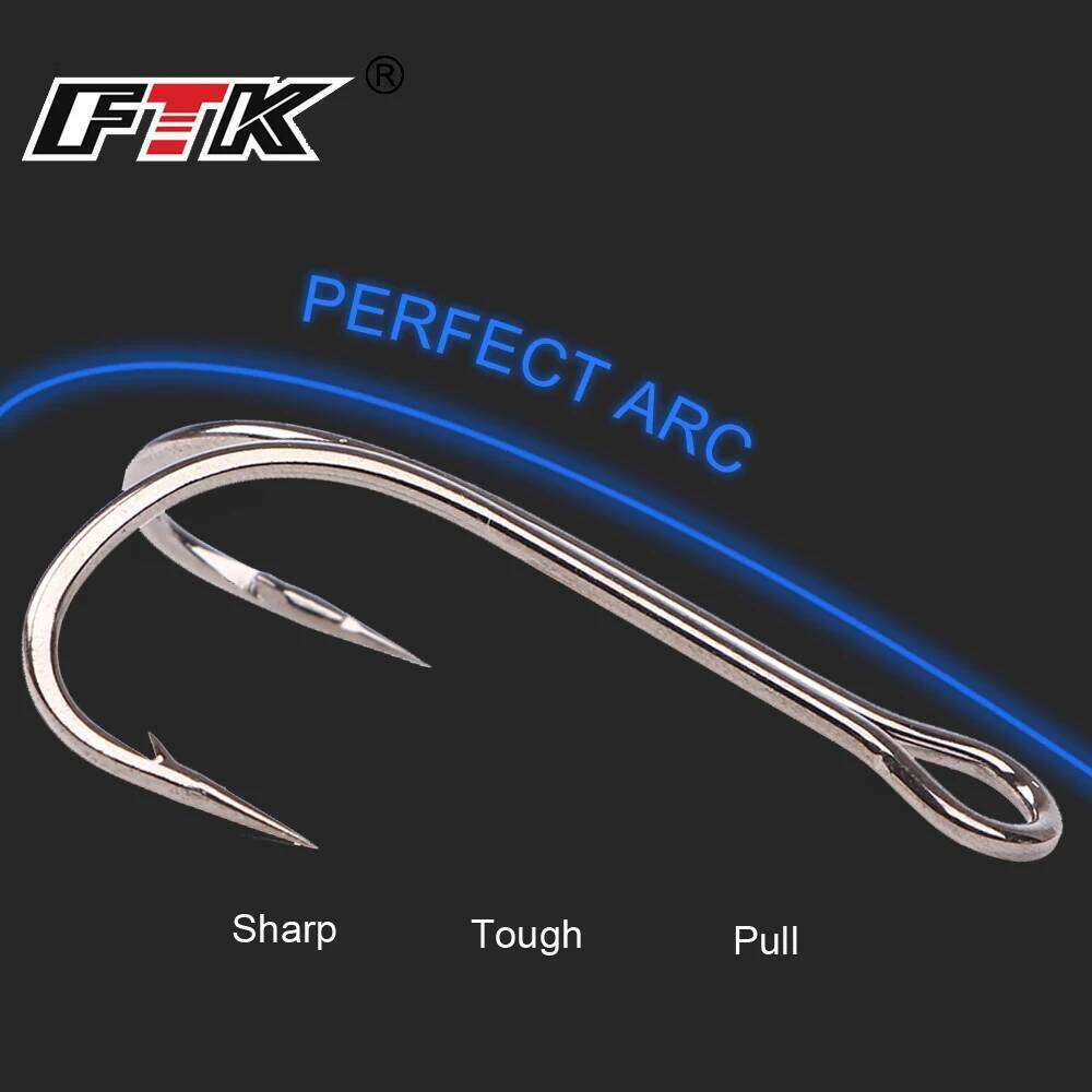 FTK 10-20pcs Frog Lure High Carbon Steel 3/0-6# Fly Tying Worm Silicone Bait Double Fishing Hook Z260228