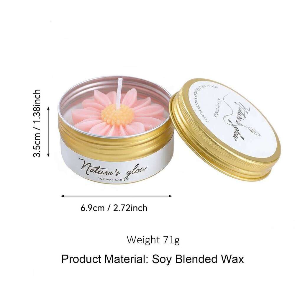 Chamomile Scented Tin, Handmade Soy Wax Flower Candle, Smokeless Aroma Candle Bedroom Decor, Romantic Gift for Women W260303