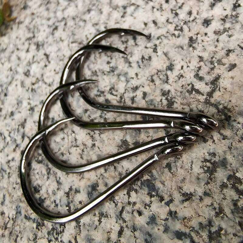 50pcs/Pack Big Eye Hook Circle Offset Fishhooks Barbed Saltwater High Carbon Steel Fish Hooks For Sea Lake River Fishing Z260228