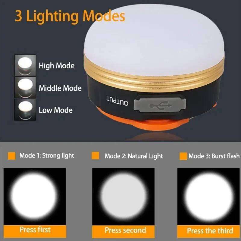 LED Lantern Portable Camping Light 3 Lighting Modes Camplights Hanging Rechargeable Outdoor Tent Home Emergency Lamp with Magnet S260302