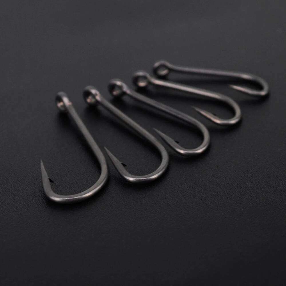 Hirisi 15pcs PTFE Coated High Carbon Steel Fish Hook Micro Barbed With Eye Long Shank X913 Carp Fishing Accessories Z260228