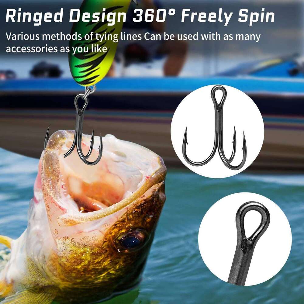 9KM Triple Hook 10Pcs Treble 3X Sea Fishing Hooks Hard Lures for Freshwater Saltwater Z260228