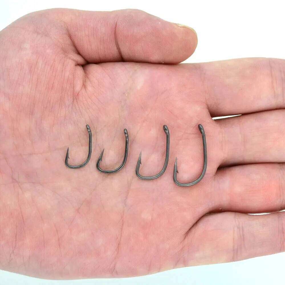 Hirisi 15pcs PTFE Coated High Carbon Steel Barbed Fish Hook With Eye Carp Fishing Accessories X702 Z260228