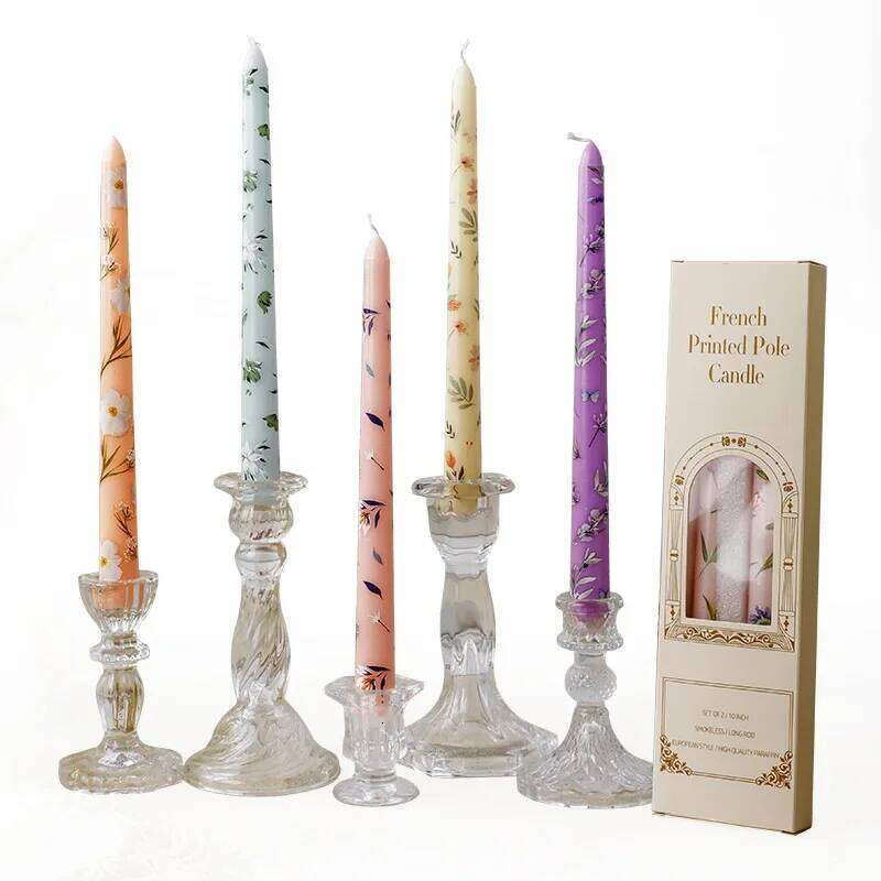 2pcs/box Flower Long Stick Scented Aromatherapy Soy Wax Candles Wedding Birthday Candle Party Home Decoration W260303