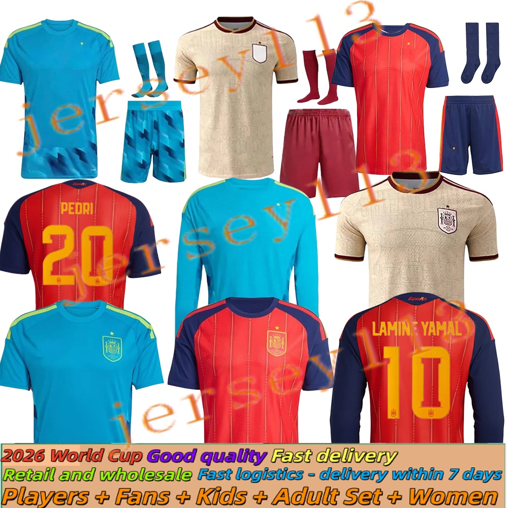 2026 World Cup SPAIN Soccer Jerseys PEDRI GAVI LAMINE YAMAL MORATA Carvajal OLMO FERRAN RODRIGO Jersey SPANISH Men Kid Kit Football Shirt CUBARSI MERINO