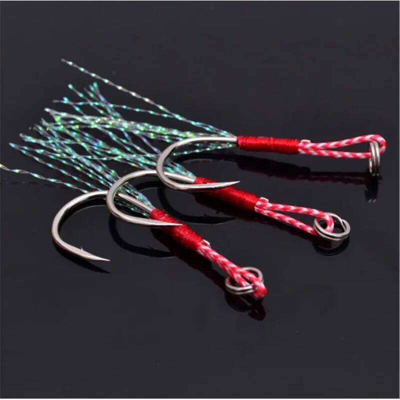 10/30/50Pcs Jigging Cast Jigs Assist Hook Barbed Single Jig Hooks Thread Feather Pesca High Carbon Steel Fishing Lure Z260228