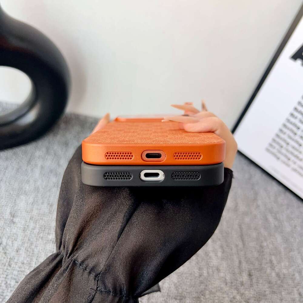 Matte Fabric Texture Phone Case iPhone Series Suitable for Apple 17 Pro Max plaid phone case for Daily Commute & Business