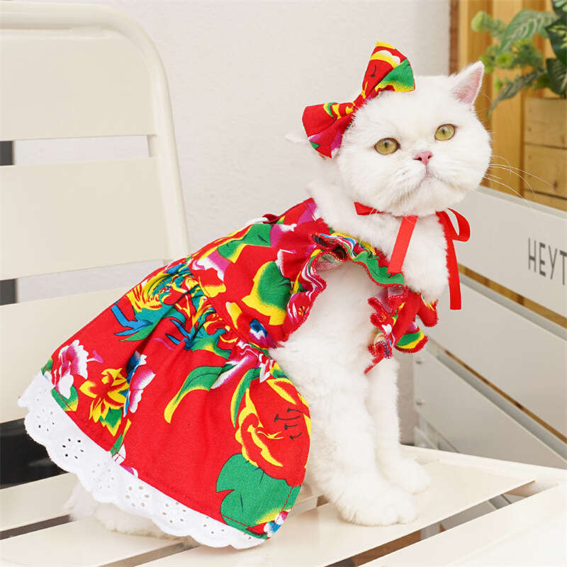 Famous brand Pet Clothes Dress Spring Summer Teddy Bichon Corgi Puppy Cat Dog Apparel Supplies Wholesale pupakaIK
